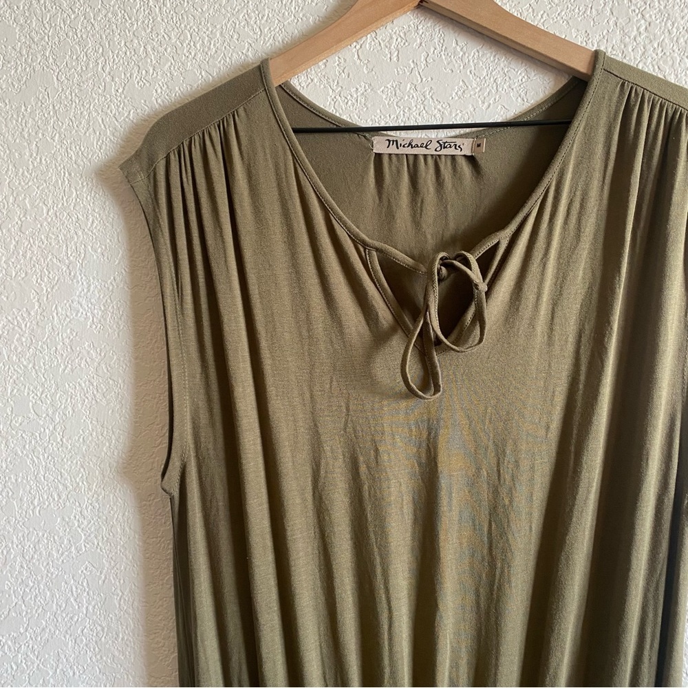 Michael Stars Green Oliver Jumpsuit Scoop Neck With Tie Sleeveless Size Med - Picture 3 of 8